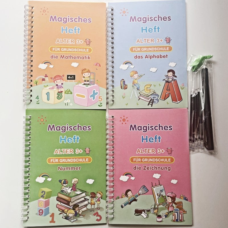 Cuadernos de práctica de escritura reutilizable para niños y niñas