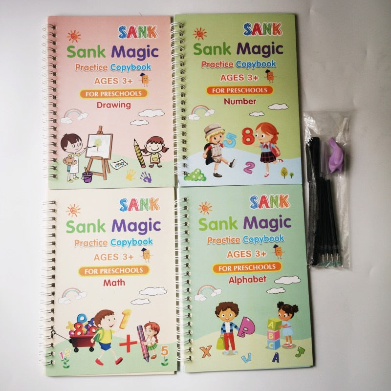 Cuadernos de práctica de escritura reutilizable para niños y niñas