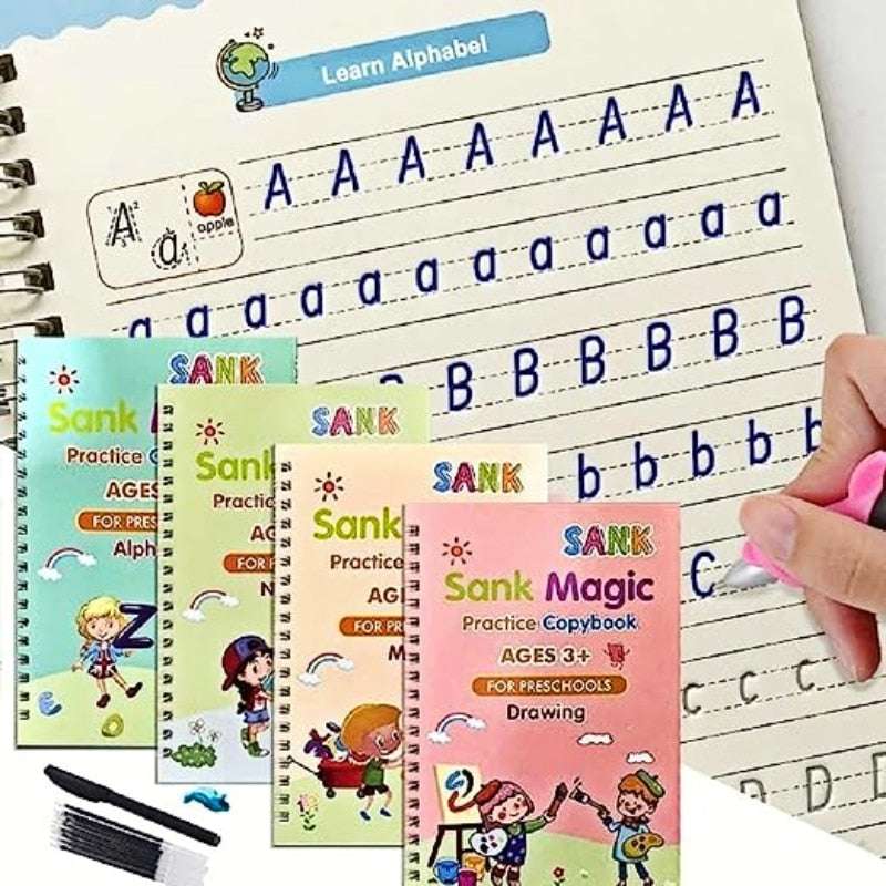 Cuadernos de práctica de escritura reutilizable para niños y niñas